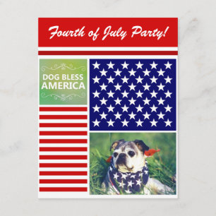 Hund Bless America Patriotic Inbjudningar