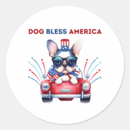 Hund Bless America Pun Round Sticker Runt Klistermärke