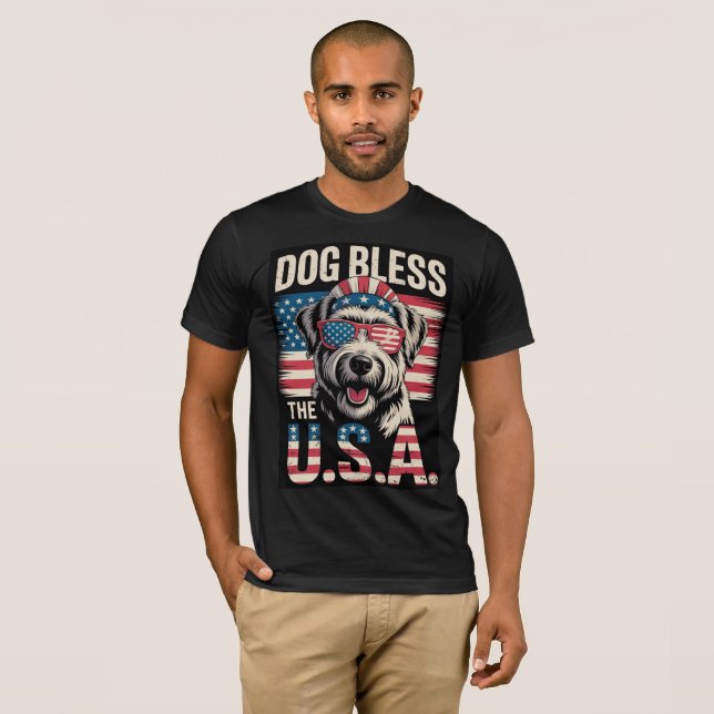 Hund Bless the USA T-shirt (Hel framsida)