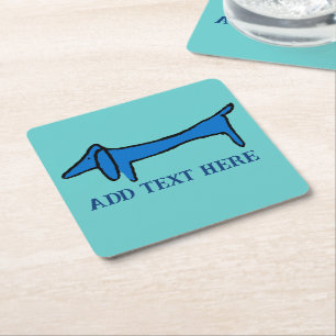 Hund Blue Dachshund, lägg till text, Underlägg Papper Kvadrat