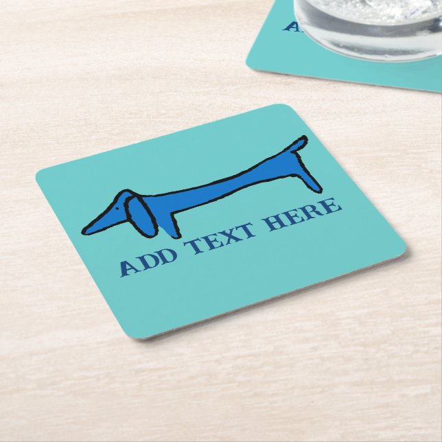 Hund Blue Dachshund, lägg till text, Underlägg Papper Kvadrat (Vinklad)