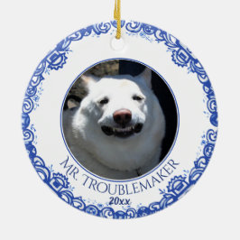 Hund Blue Willow Julgransprydnad Keramik