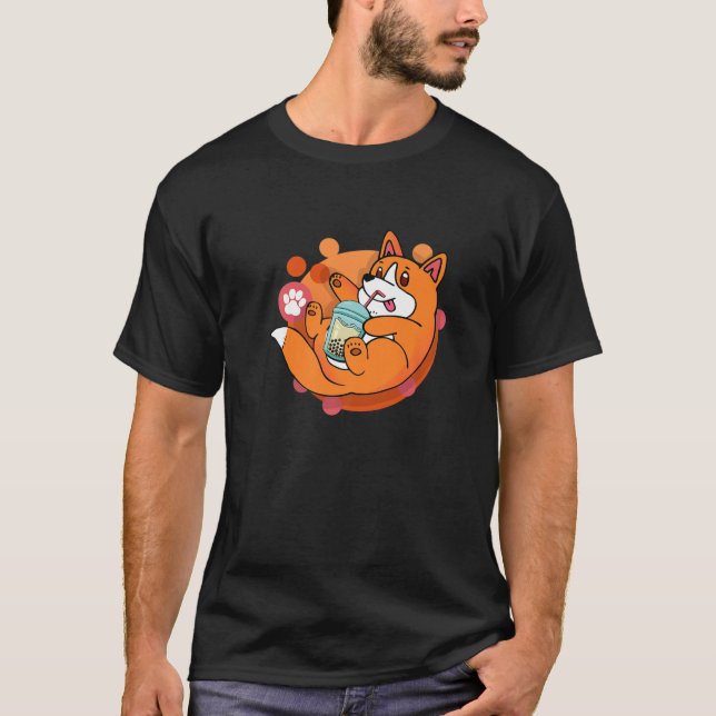 Hund Boba Tea Bubble Tea Anime Sweet Bubble Tea T Shirt (Framsida)