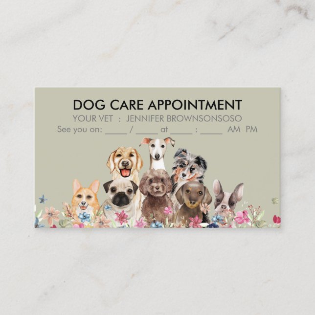 Hund Boho Chic Utnämningar Beige Söt Visitkort (Framsida)