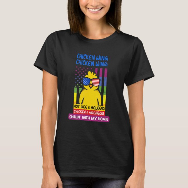Hund Bologna M. Vinge Chicken Vinge Hett T Shirt (Framsida)