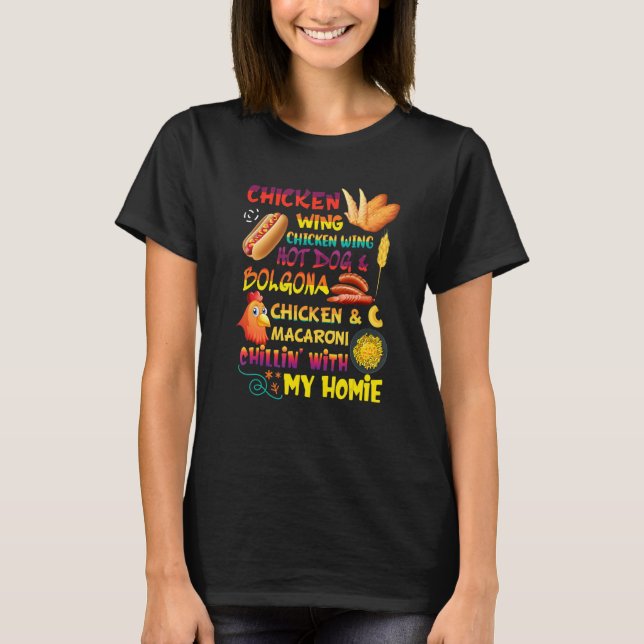 Hund Bologna M. Vinge Chicken Vinge Hett T Shirt (Framsida)