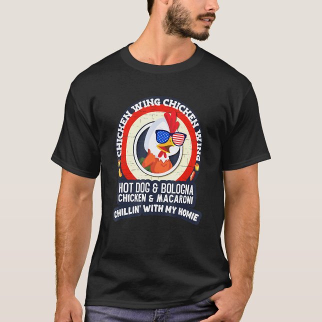 Hund Bologna M. Vinge Chicken Vinge Hett T Shirt (Framsida)