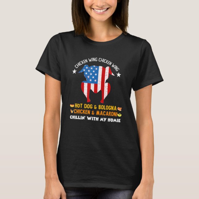Hund Bologna M. Vinge Chicken Vinge Hett T Shirt (Framsida)
