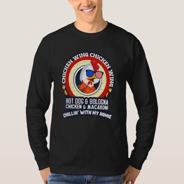 Hund Bologna M. Vinge Chicken Vinge Hett T Shirt (Framsida)