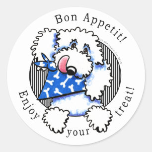 Hund Bon Appetit! Vita etiketter för sällskapsdjur