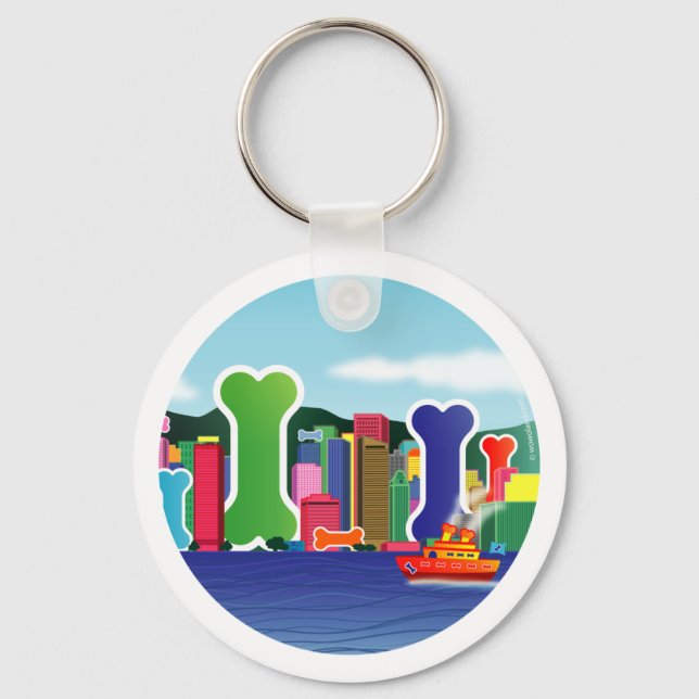 Hund Bone City Nyckelring (Framsida)