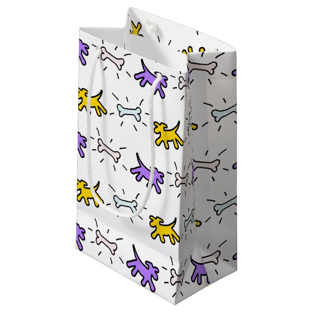 Hund Bone Graffiti Stil Välj Färg S Gift Bag 1 (Framsidan Vinklad)