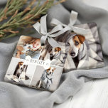 Hund Bone Modern Four Photo Pet Collage Julgransprydnad Keramik<br><div class="desc">Fira den magiska och festliga julhelgen med vår anpassningsbar helgdag,  portafotokollage ornament. Vår moderna helgdag har en modern och minimalistisk utformning av fyra sorteringsrutnät för fotokollage med helgdag,  med en modern utformning av vita hund placerad i mitten i den fyra fyrkantiga fotosamlingslayouten. Anpassa med Pets namn och år.</div>