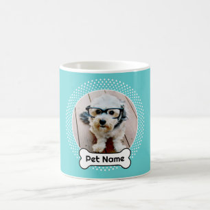 Hund Bone och Blue Polka Dot Pet Photo Ram Kaffemugg