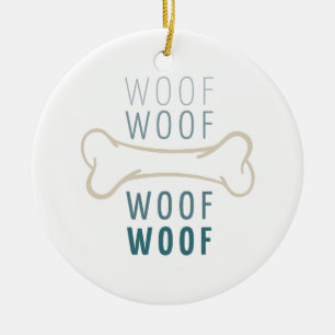 Hund Bone Woof Julgransprydnad Keramik