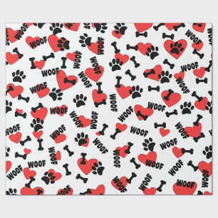 Hund Bones Heart och Woofs Mönster Presentpapper