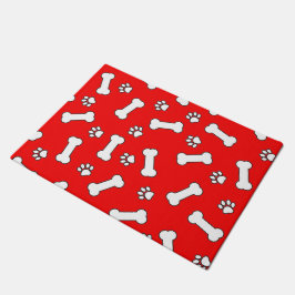 Hund Bones och Tass avtryck Red and White Mönster