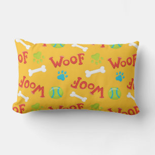 HUND BONES TASS AVTRYCK WOOF BOLLAR LUMBARKUDDE