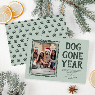 Hund Borta året Grönt Fotojul Julkort
