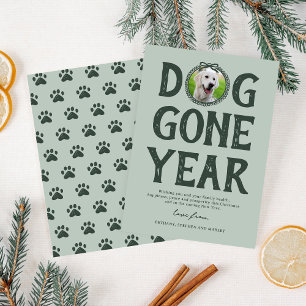 Hund Borta året Grönt Fotojul Julkort