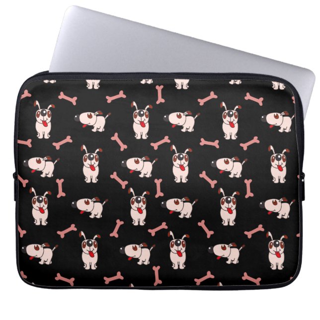 Hund Borta Cute - på svart Laptop Sleeve (Framsidan)