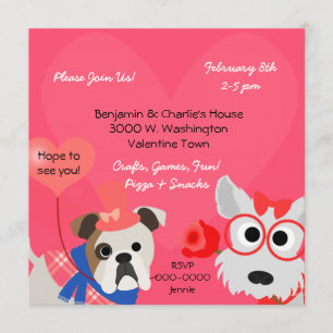 Hund-borta Roligt Valentines day-partiinbjudan Inbjudningar