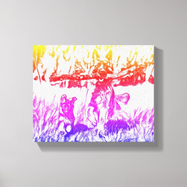 hund "Boundless Joy: Mumu in Action" Canvastryck (Framsida)