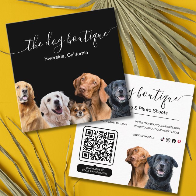 Hund Boutique Affärskort Black and White (Dog grooming business cards)