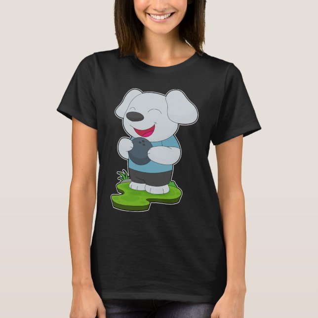 Hund Bowling Bowling ball T Shirt (Framsida)