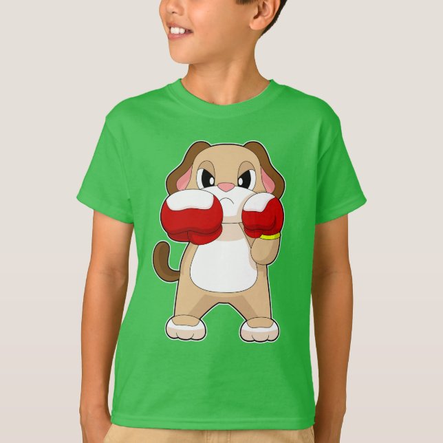 Hund Boxer Boxningshandskor Boxning T Shirt (Framsida)