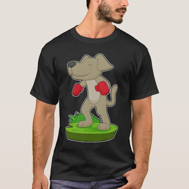 Hund Boxer Boxningshandskor Boxning T Shirt (Framsida)