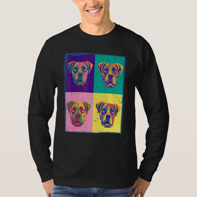 Hund Boxer Husdjur Djur Målning Grafik T Shirt (Framsida)