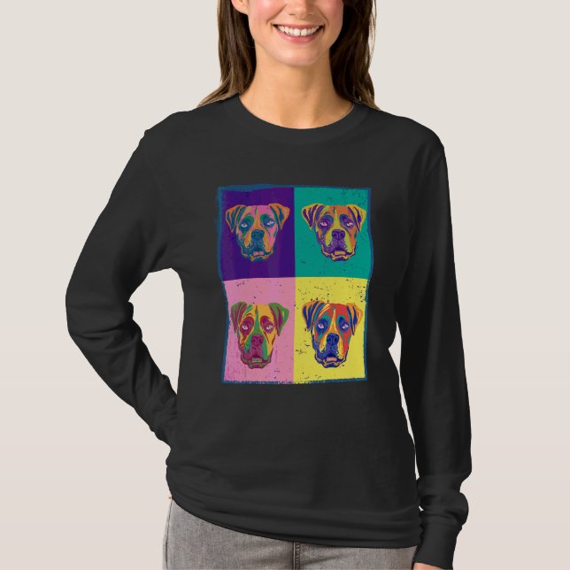 Hund Boxer Husdjur Djur Målning Grafik T Shirt (Framsida)