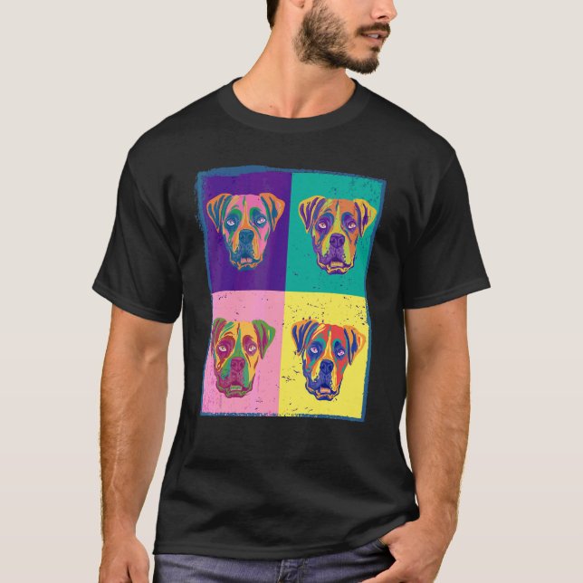 Hund Boxer Husdjur Djur Målning Grafik T Shirt (Framsida)