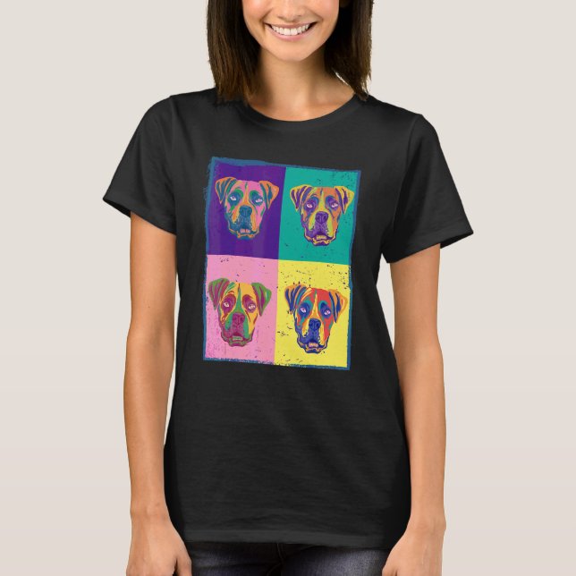 Hund Boxer Husdjur Djur Målning Grafik T Shirt (Framsida)