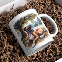 Hund Boxer i skuggningsvattenfärgsgrafik Kaffemugg