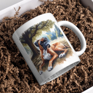 Hund Boxer i skuggningsvattenfärgsgrafik Kaffemugg