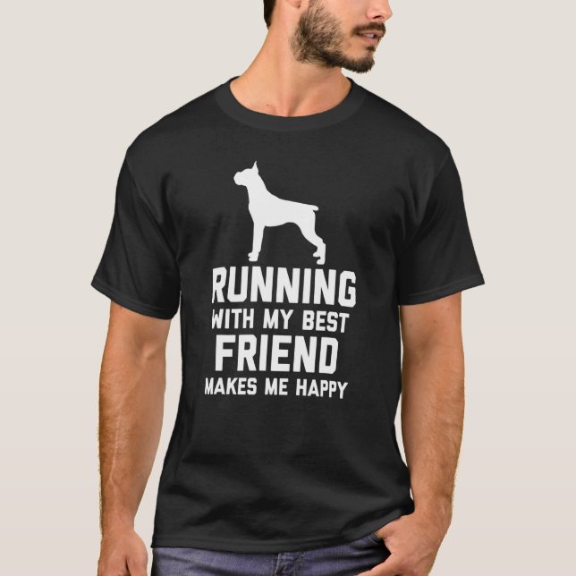 Hund Boxer Running Springers T Shirt (Framsida)