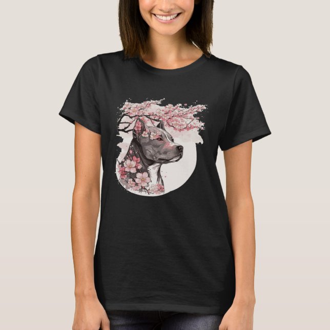 Hund Bree i Blommarna Cherry  Bull Bull Bull Bull T Shirt (Framsida)