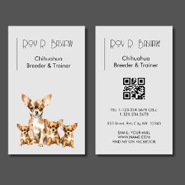 Hund Breeder Trainer Chihuahua Animals QR-kod Visitkort