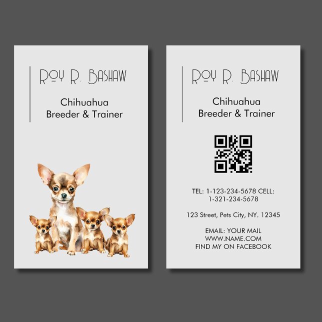 Hund Breeder Trainer Chihuahua Animals QR-kod Visitkort (Skapare uppladdad)
