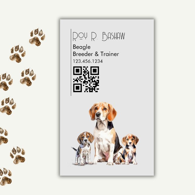 Hund Breeder Trainer Cute Beagle QR Code Hund Magnetiska Visitkort (Skapare uppladdad)