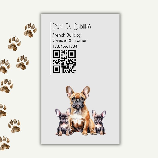 Hund Breeder Trainer Fransk Bulldog QR Code Hund Magnetiska Visitkort (Skapare uppladdad)