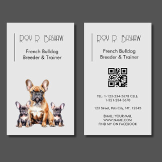 Hund Breeder Trainer Fransk Bulldog QR Code Hund Visitkort