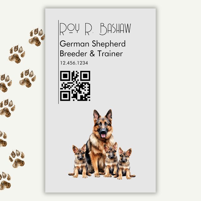 Hund Breeder Trainer German Shepherd Puppy QR Code Magnetiska Visitkort (Skapare uppladdad)