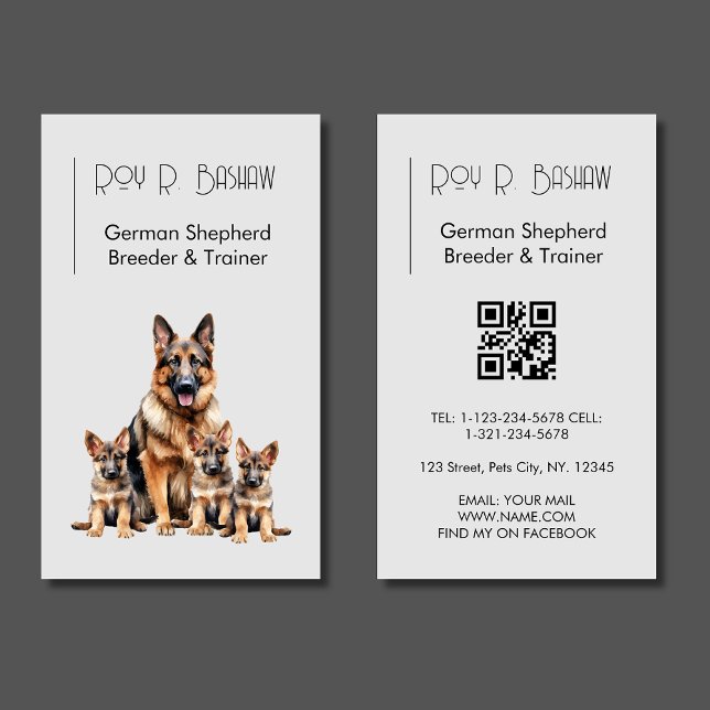 Hund Breeder Trainer German Shepherd Puppy QR Code Visitkort (Skapare uppladdad)