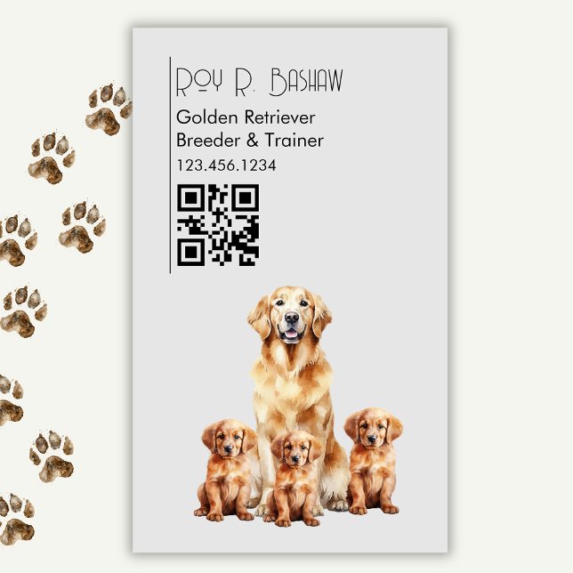 Hund Breeder Trainer Golden Retriever QR-kod Magnetiska Visitkort (Skapare uppladdad)