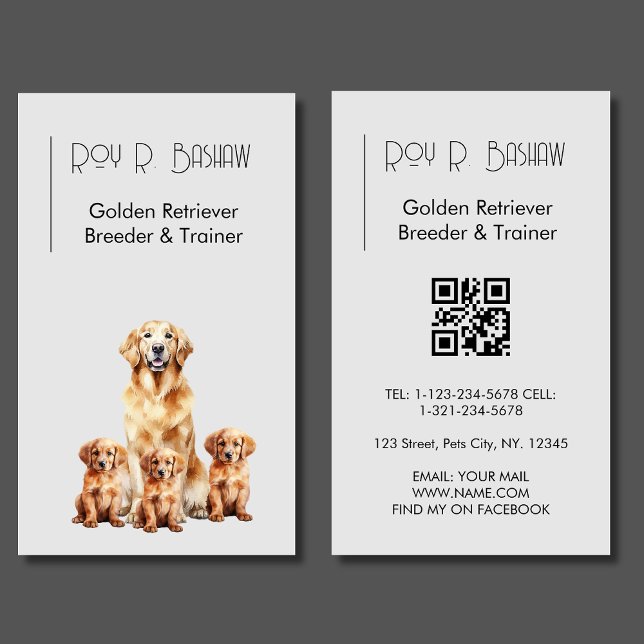 Hund Breeder Trainer Golden Retriever QR-kod Visitkort (Skapare uppladdad)