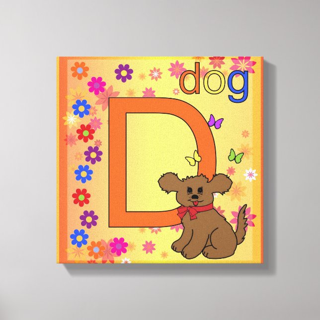 Hund Brev D Wrapped Canvas (Framsida)