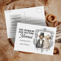 Hund Bride och Groom Funny Bröllop spara datum